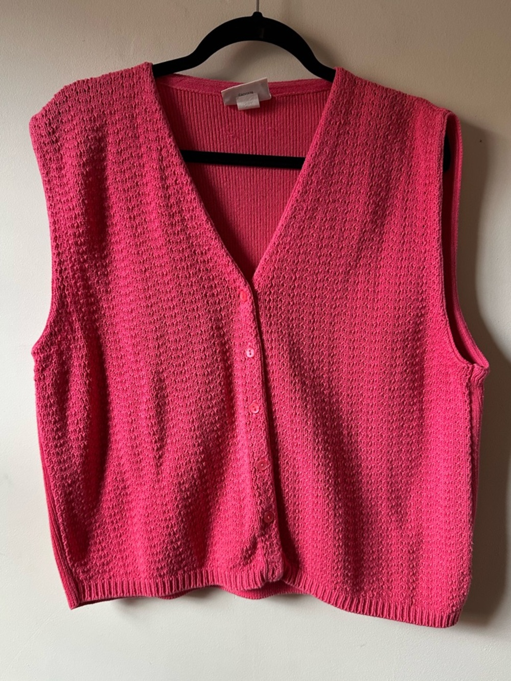 Northern Reflections Hot Pink Sleeveless Knit Button Vest